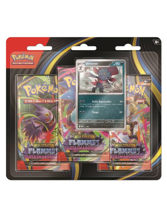 Tripack 3 Boosters ME02 Flammes Fantasmagoriques Farfuret ou Dimoret POKEMON JCC