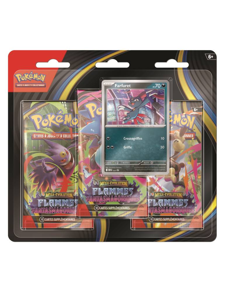 Tripack 3 Boosters ME02 Flammes Fantasmagoriques Farfuret ou Dimoret POKEMON JCC