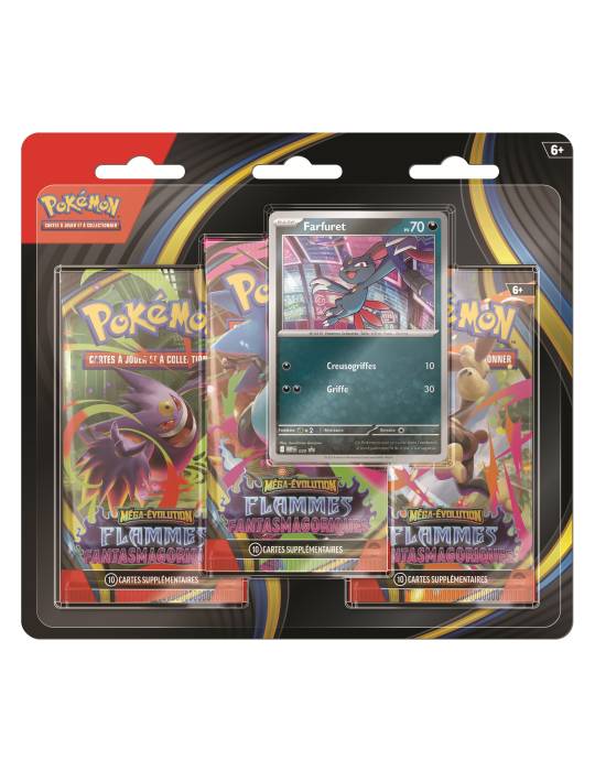 Tripack 3 Boosters ME02 Flammes Fantasmagoriques Farfuret ou Dimoret POKEMON JCC