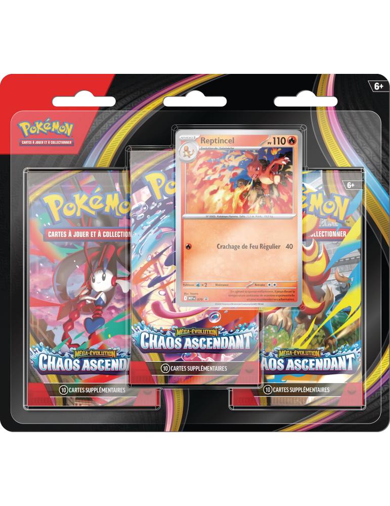 Pack de 3 Boosters sous blister Reptincel Méga-Évolution ME04 Chaos Ascendant