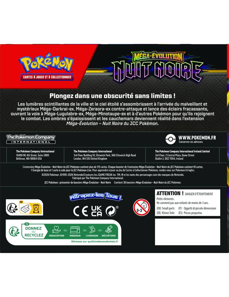 Display de Pack de Booster Méga-Évolution - ME05 Nuit Noire (36 boosters)