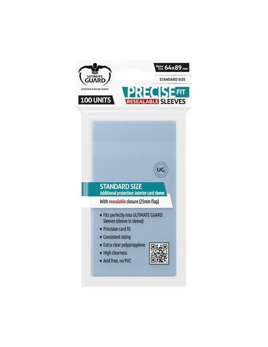 100 Precise-Fit Sleeves Standard Size Clear Ultimate Guard Resealable Pouches - 1