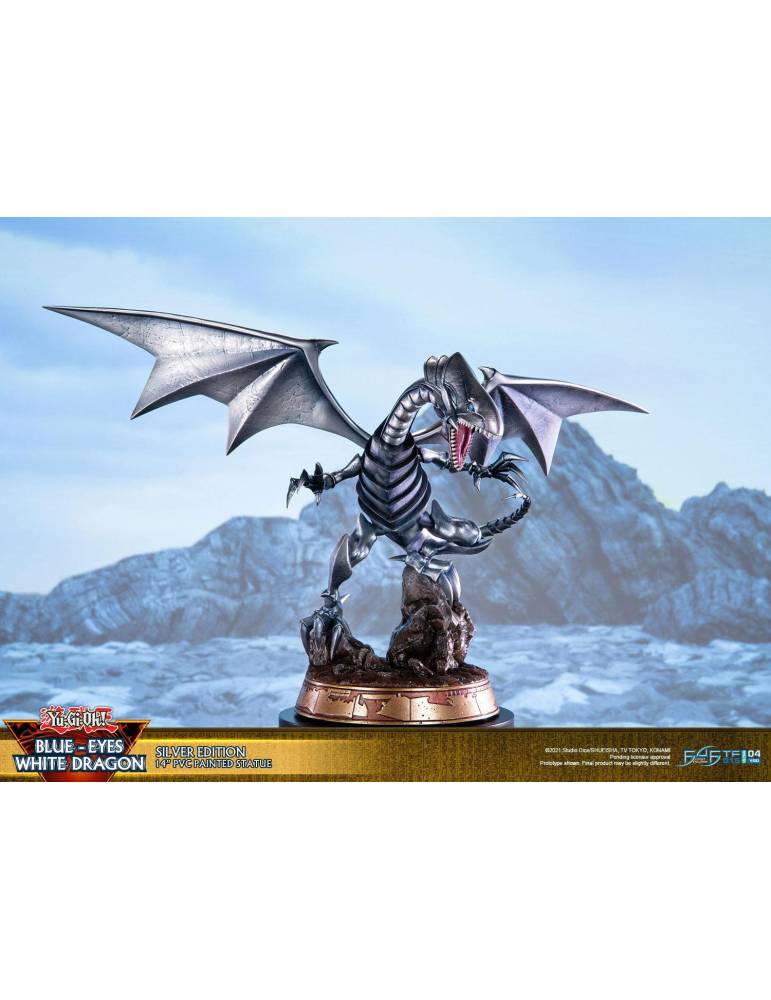 Statue dragon blanc aux yeux bleus édition argent Konami - 2