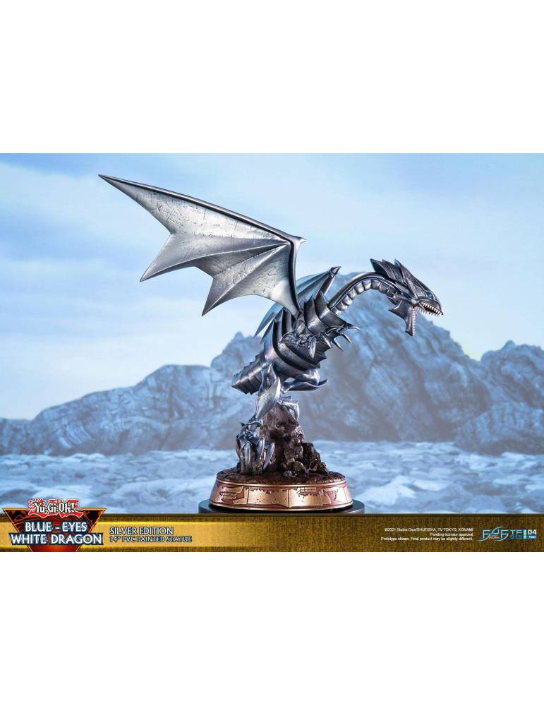Statue dragon blanc aux yeux bleus édition argent Konami - 3