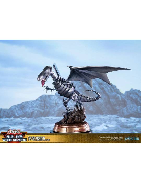Statue dragon blanc aux yeux bleus édition argent Konami - 8