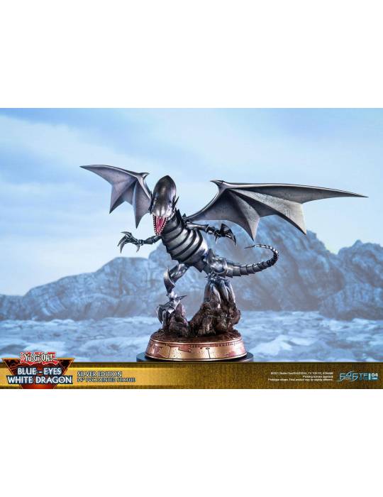 Statue dragon blanc aux yeux bleus édition argent Konami - 9