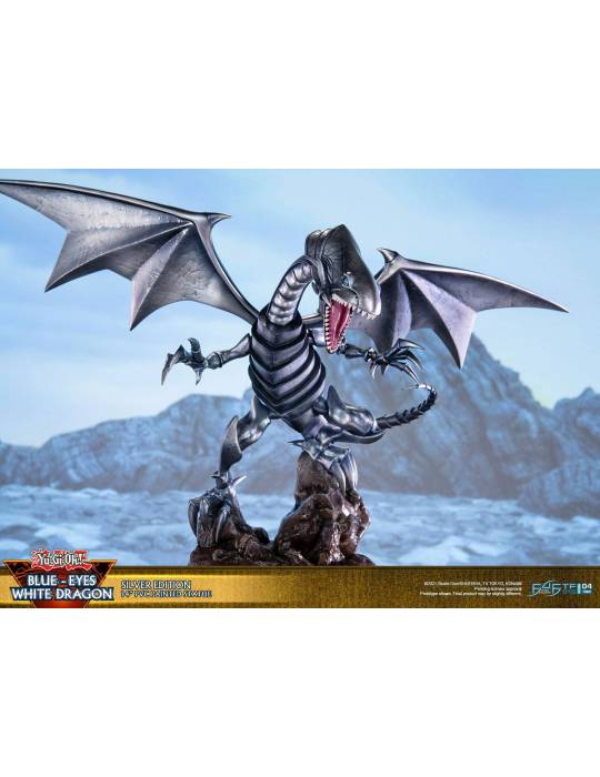 Statue dragon blanc aux yeux bleus édition argent Konami - 11