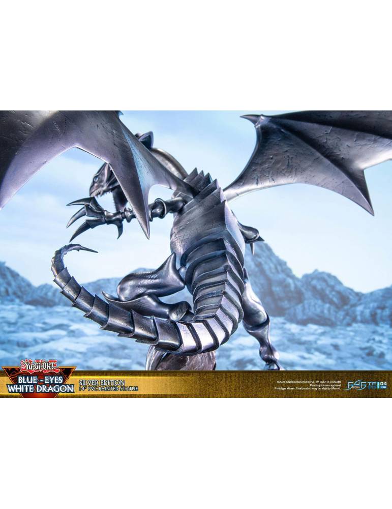 Statue dragon blanc aux yeux bleus édition argent Konami - 17