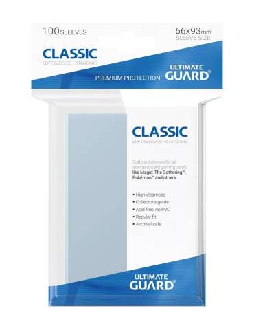 100 Classic Soft Sleeves Standard Size Transparent ULTIMATE GUARD
