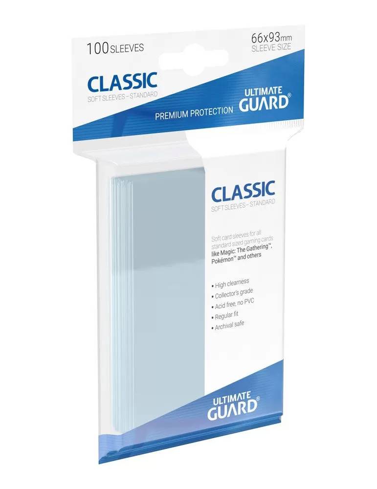 100 pochettes Classic Soft Sleeves taille standard Transparent ULTIMATE GUARD