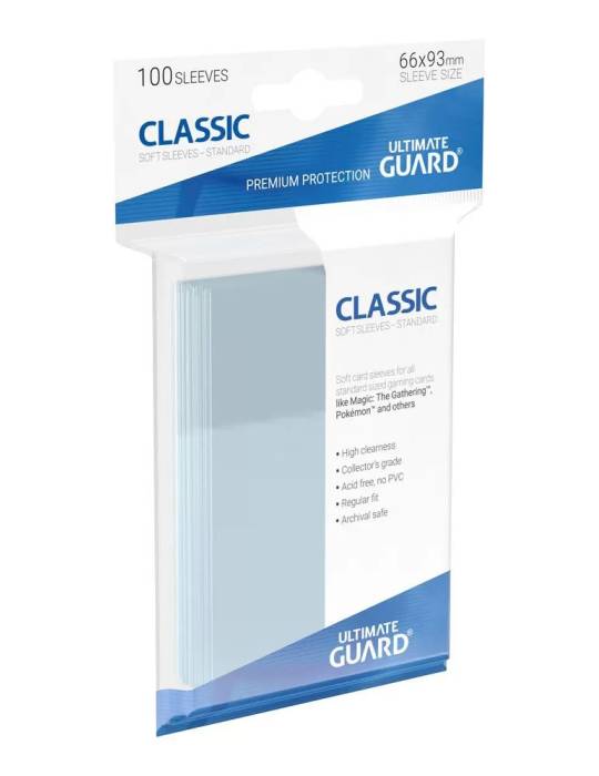 100 pochettes Classic Soft Sleeves taille standard Transparent ULTIMATE GUARD