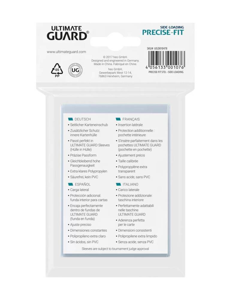 100 Precise-Fit Sleeves aan de zijkant, standaardformaat Transparante ultimate guard