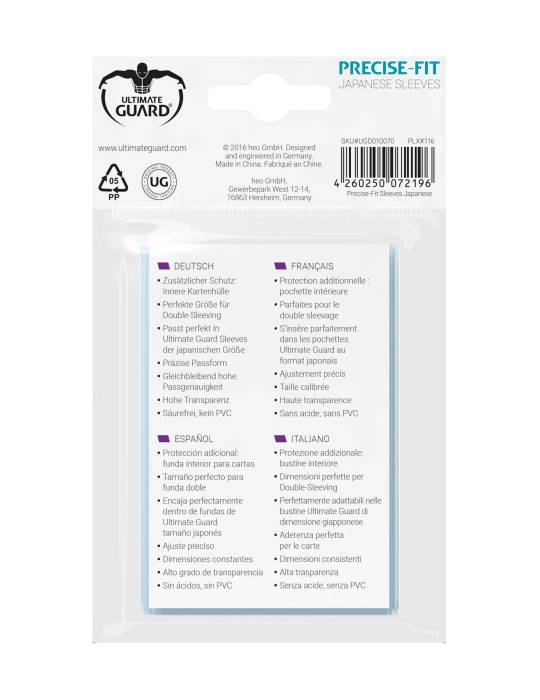 Ultimate Guard 100 Precise-Fit Sleeves Japanese Size Transparent|TCG-CARD