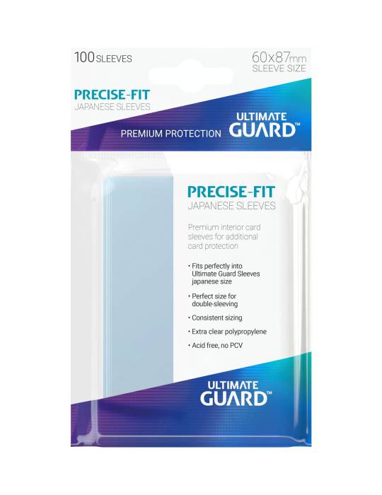 100 protections pour carte Precise-Fit Sleeves format japonais Transparent Ultimate Guard