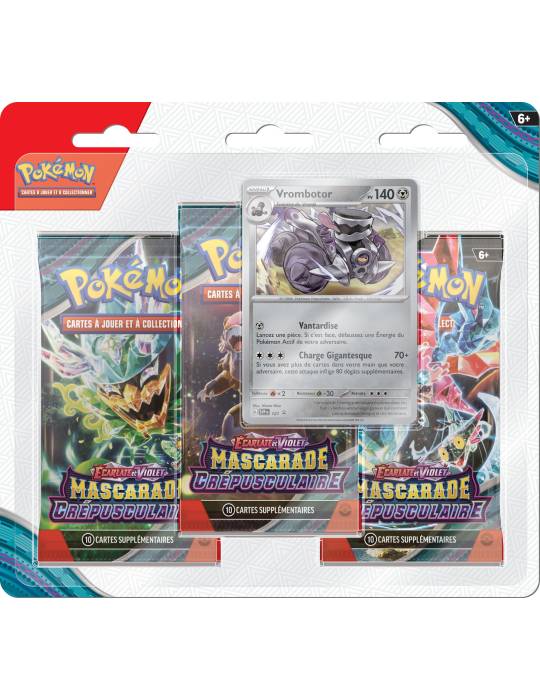 pack 3 boosters Mascarade crépusculaire Écarlate et Violet pokémon JCC